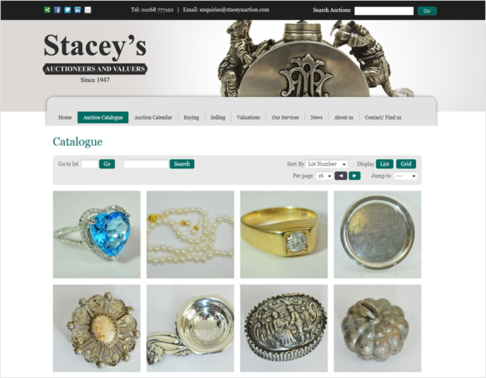 Stacey's Auctions Website Design - Auction Catalogue