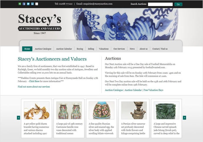 Stacey's Auctions Website Design