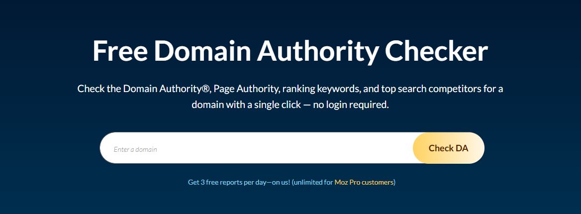 Free domain authority checker
