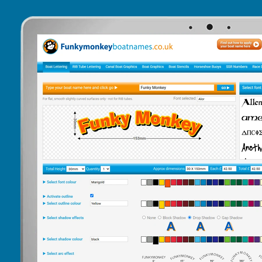 Funky Monkey Boat Names Web Design