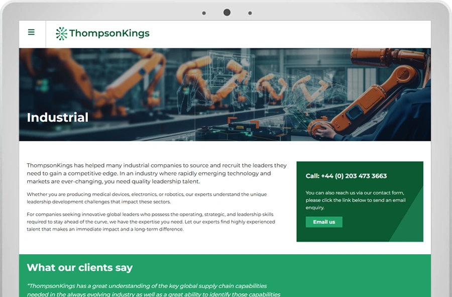 Thompson Kings Website Design Essex