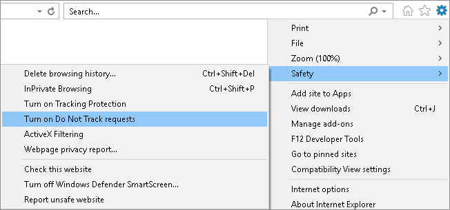 Internet Explorer opt out of ad tracking