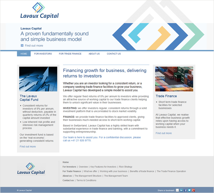 Lavaux Capital Web Design - Home page